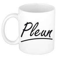 Pleun Naam koffiemok - beker - met sierlijke letters - wit - 300 ml - Cadeau - Dames