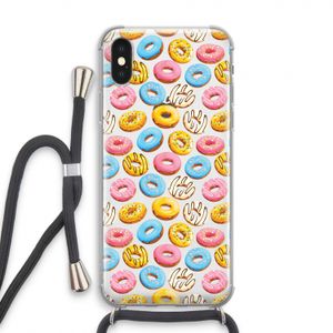 Pink donuts: iPhone X Transparant Hoesje met koord