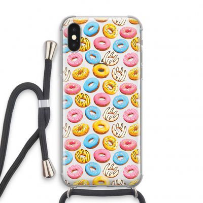 Pink donuts: iPhone X Transparant Hoesje met koord