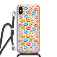 Pink donuts: iPhone X Transparant Hoesje met koord