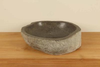 Aufsatzwaschbecken aus Flussstein RM030333, 48x46x14 cm
