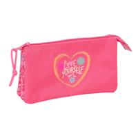 Pennenetui met 3 vakken Safta Feeling Roze 22 x 12 x 3 cm