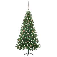 vidaXL Kunstkerstboom met verlichting en kerstballen 180 cm groen - thumbnail