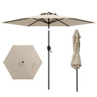 230 cm Patioparasol Robuuste Parasol met Drukknop Kantelfunctie Zwengel Geventileerd Scherm Verstelbare Hoek Grote Tafelparasol