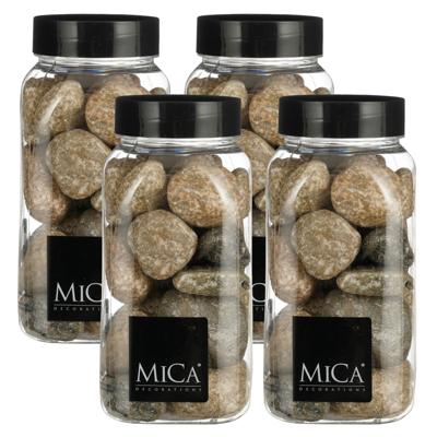Mica Decorations decoratie stenen - 4x - 650ml - groot - beige mix - hobby steentjes