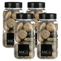 Mica Decorations decoratie stenen - 4x - 650ml - groot - beige mix - hobby steentjes
