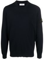 Stone Island pull en laine vierge à patch logo - Bleu