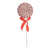 1x Hang kerstdecoratie foam lolly glitter wit/rood 28 cm type 1 - thumbnail