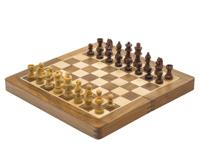 Deluxe Opvouwbare Reisset Schaakbord van 30 cm in Hardhout - Magnetisch