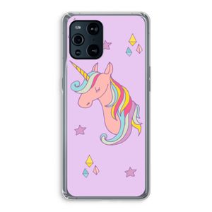 Roze eenhoorn: Oppo Find X3 Pro Transparant Hoesje