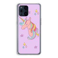Roze eenhoorn: Oppo Find X3 Pro Transparant Hoesje