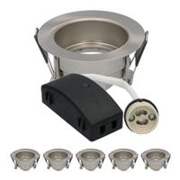 Set van 6 Rio - LED Inbouwspots - Armatuur - Diameter 85mm - GU10 Fitting incl. lamphouder - IP65 voor badkamer en buiten - Rond - RVS