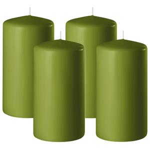 Enlightening Candles Cilinder/stompkaars - 4x - olijfgroen - D6 x H8 cm - 27 branduur