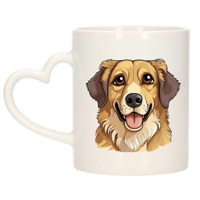 Cadeau mok voor honden liefhebbers - Golden Retriever - hartje - Cartoon - keramiek - 300 ml Cadeau mok voor honden liefhebbers - Golden Retriever - hartje - Cartoon - keramiek - 300 ml