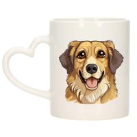 Cadeau mok voor honden liefhebbers - Golden Retriever - hartje - Cartoon - keramiek - 300 ml