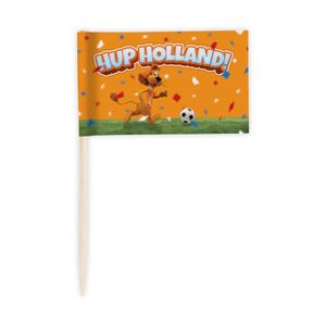 Cocktailprikkers 50x Loeki de Leeuw Hup Holland oranje 8 cm   -