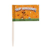 Cocktailprikkers 50x Loeki de Leeuw Hup Holland oranje 8 cm   -