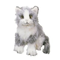 Pluche grijs/witte kat zittend 20 cm