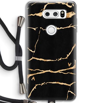 Gouden marmer: LG V30 Transparant Hoesje met koord