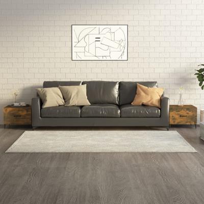 Salontafels 2 st met metalen poten 50x50x40 cm gerookt eiken