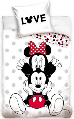 Disney Mickey & Minnie Mouse Dekbedovertrek Love - Eenpersoons - 140 x 200 cm - Katoen