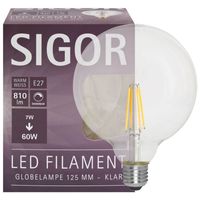 LED globe lamp 810 lumen filament opal E27 2700K dimbaar 60W Sigor