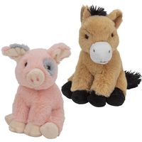 Pluche boerderijdieren knuffels Varken en Paard setje van 18 en 17 cm - thumbnail