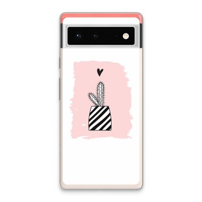 Zwart-wit cactus: Google Pixel 6 Transparant Hoesje