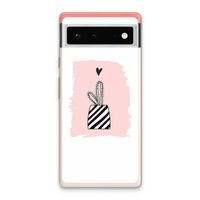 Zwart-wit cactus: Google Pixel 6 Transparant Hoesje