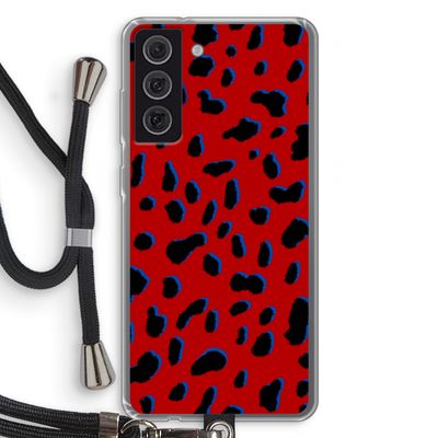 Red Leopard: Samsung Galaxy S21 FE Transparant Hoesje met koord