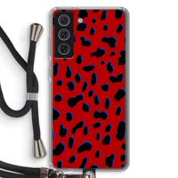 Red Leopard: Samsung Galaxy S21 FE Transparant Hoesje met koord