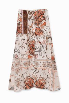 Lange rok met gebloemde boho-print - WHITE - 38