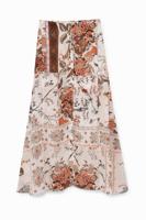Lange rok met gebloemde boho-print - WHITE - 42