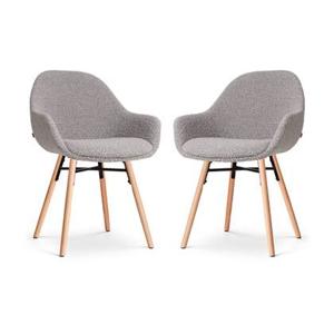 Nolon Nena-Mae Eetkamerstoelen Set van 2 - Bouclé Taupe - Houten Poten