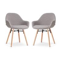 Nolon Nena-Mae Eetkamerstoelen Set van 2 - Bouclé Taupe - Houten Poten