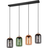 LED Hanglamp - Hangverlichting - Trion Crog - E27 Fitting - 4-lichts - Rechthoek - Mat Zwart - Metaal