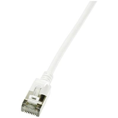 LogiLink CQ9011S RJ45 Netwerkkabel, patchkabel CAT 6A U/FTP 0.30 m Wit Extreem dun, Vlambestendig, Flexibel, Folie afscherming, Halogeenvrij, Snagless,