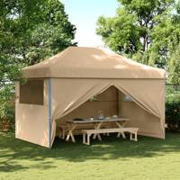 VidaXL Partytent inklapbaar pop-up met 4 zijwanden beige VidaXL Partytent inklapbaar pop-up met 4 zijwanden beige