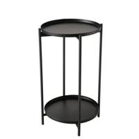 Bijzettafel Meja - zwart - rond - H54 cm - D33 cm - modern - 2 laags tafel Bijzettafel Meja - zwart - rond - H54 cm - D33 cm - modern - 2 laags tafel