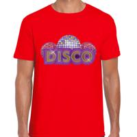 Verkleed feestkleding t-shirt heren - rood - DISCO - Seventies - Eighties party - discobol