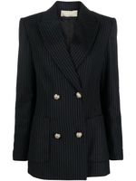 Elie Saab blazer croisé à fines rayures - Noir