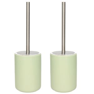 Set van 2x stuks wC-borstel/toiletborstel inclusief houder licht groen 38 cm van steen