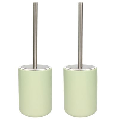 Set van 2x stuks wC-borstel/toiletborstel inclusief houder licht groen 38 cm van steen