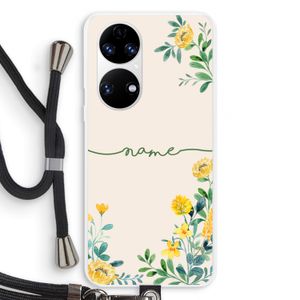 Gele bloemen: Huawei P50 Transparant Hoesje met koord