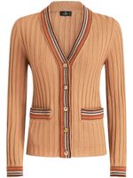 ETRO cardigan nervuré à col v - Marron