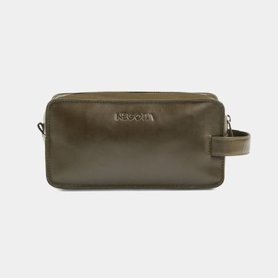 NEGOTIA Delta Leren Toilettas Groen Heren & Dames