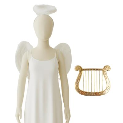 Engel verkleedaccessoires set - wit - engelen vleugels - 3-delig - carnaval / kerst thema