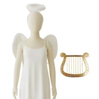 Engel verkleedaccessoires set - wit - engelen vleugels - 3-delig - carnaval / kerst thema