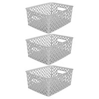 5Five Opbergmand/box van kunststof - 3x - grijs - 19 x 25 x 10 cm - 4 liter