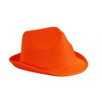 Trilby feesthoedje - oranje - voor volwassenen - voordelige carnaval party hoeden